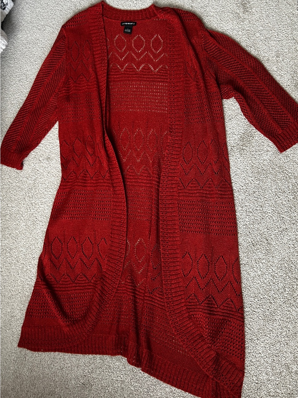 Lauren Michelle Open-Front Red Knit Cardigan